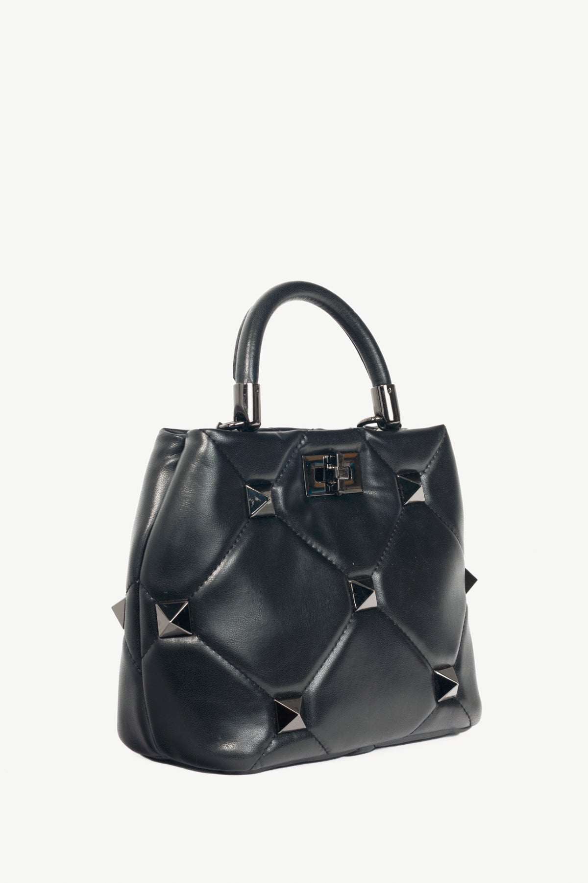 Valentino Garavani Roman Stud Nero Quilted Top-Handle Mini Bag