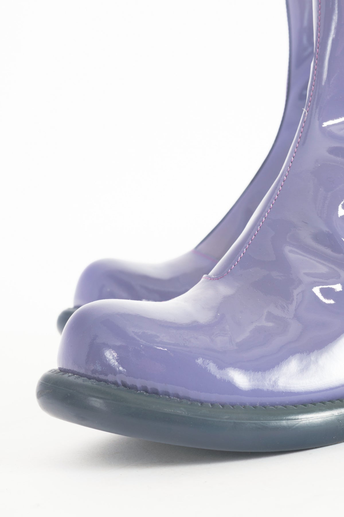 John Fluevog F-Trip Haring Purple Patent Leather Mid-Calf Boots