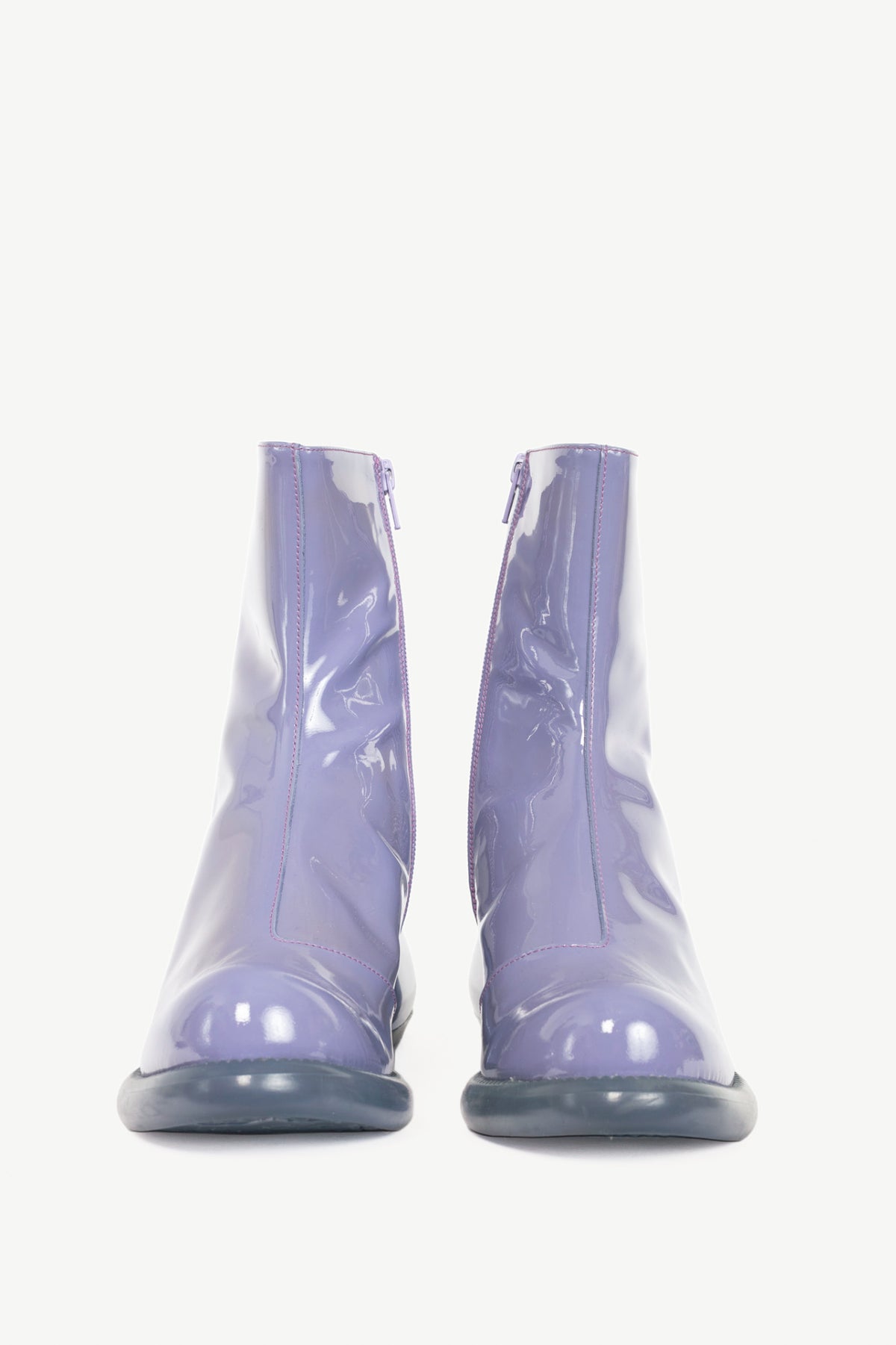 John Fluevog F-Trip Haring Purple Patent Leather Mid-Calf Boots
