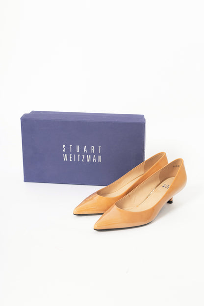 Stuart Weitzman Poco Adobe Aniline Patent Pointed-Toe Pumps