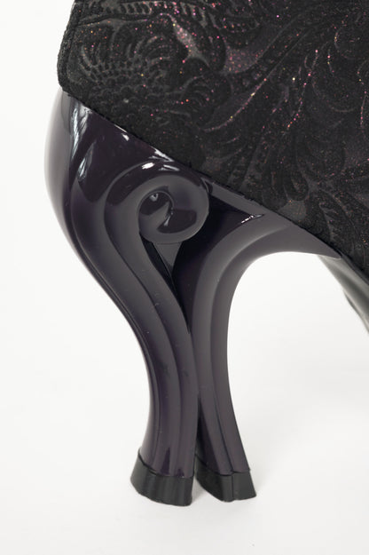 John Fluevog Celestial Communication Cassiopeia Purple Velvet Loafer Pumps