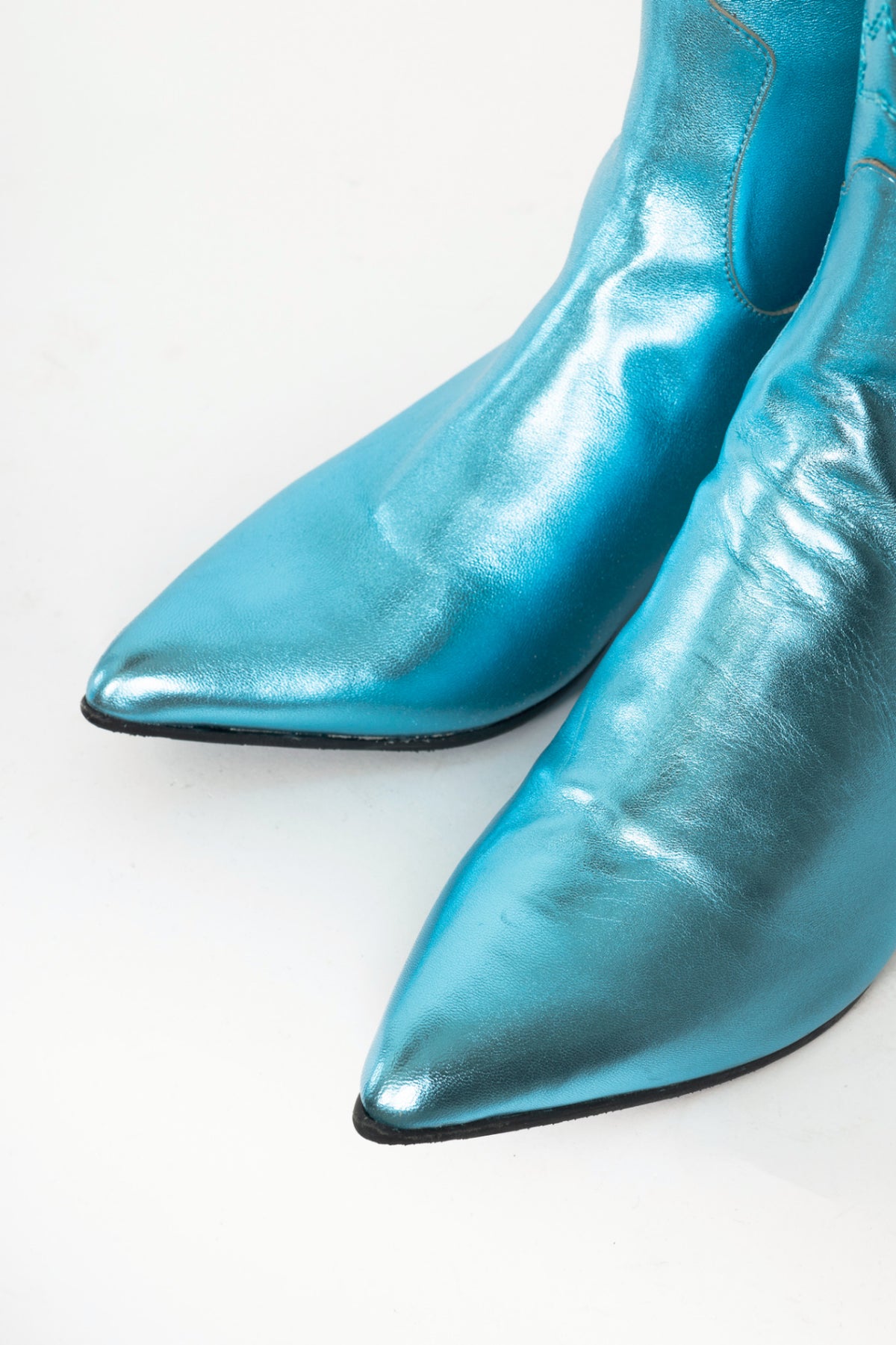 John Fluevog Firefly Noctiluca Metallic Blue Western Boots