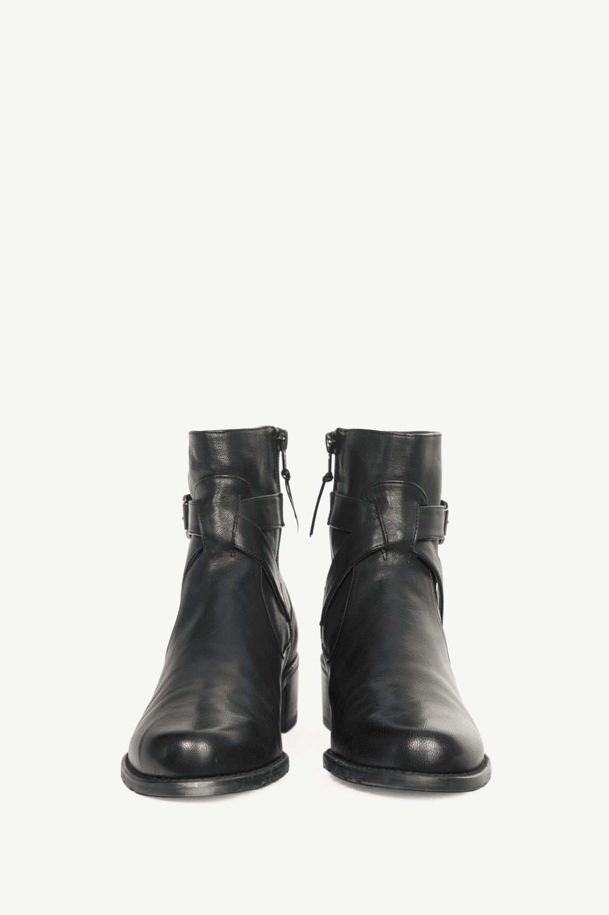 Stuart Weitzman Walkin Black Vecchio Nappa Buckled Ankle Boots