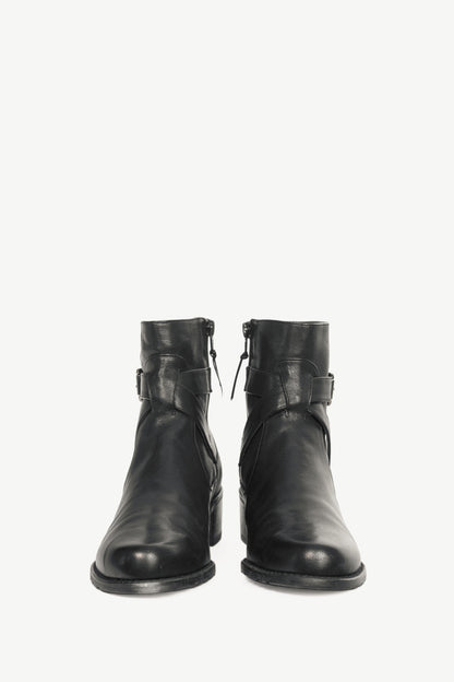 Stuart Weitzman Walkin Black Vecchio Nappa Buckled Ankle Boots