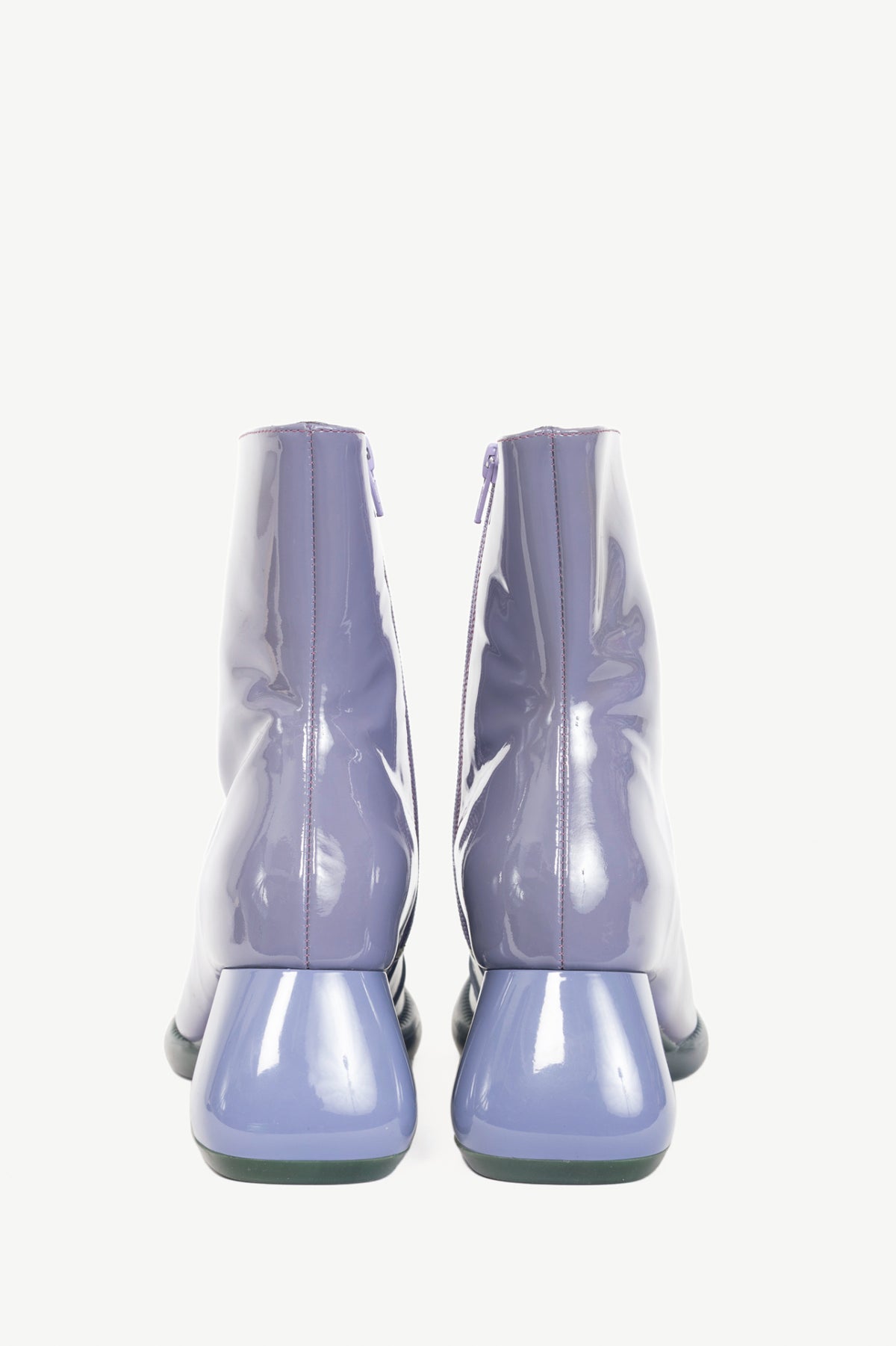 John Fluevog F-Trip Haring Purple Patent Leather Mid-Calf Boots