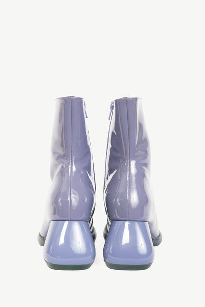 John Fluevog F-Trip Haring Purple Patent Leather Mid-Calf Boots
