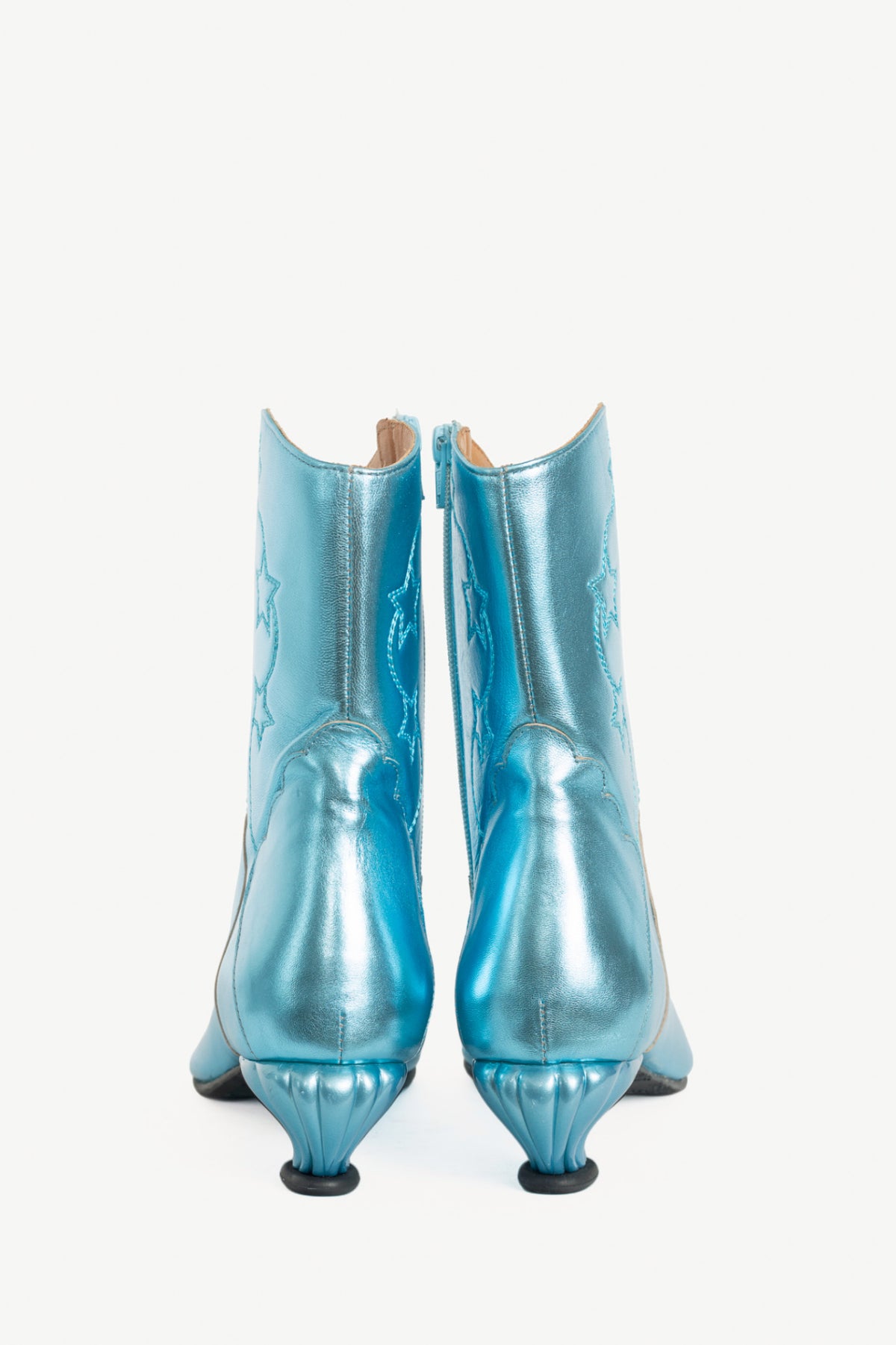 John Fluevog Firefly Noctiluca Metallic Blue Western Boots