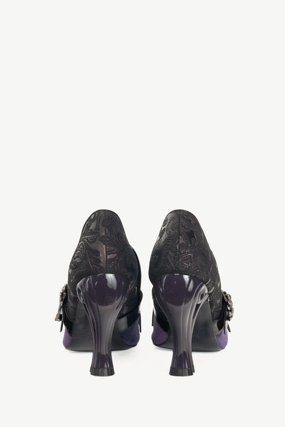 John Fluevog Celestial Communication Cassiopeia Purple Velvet Loafer Pumps