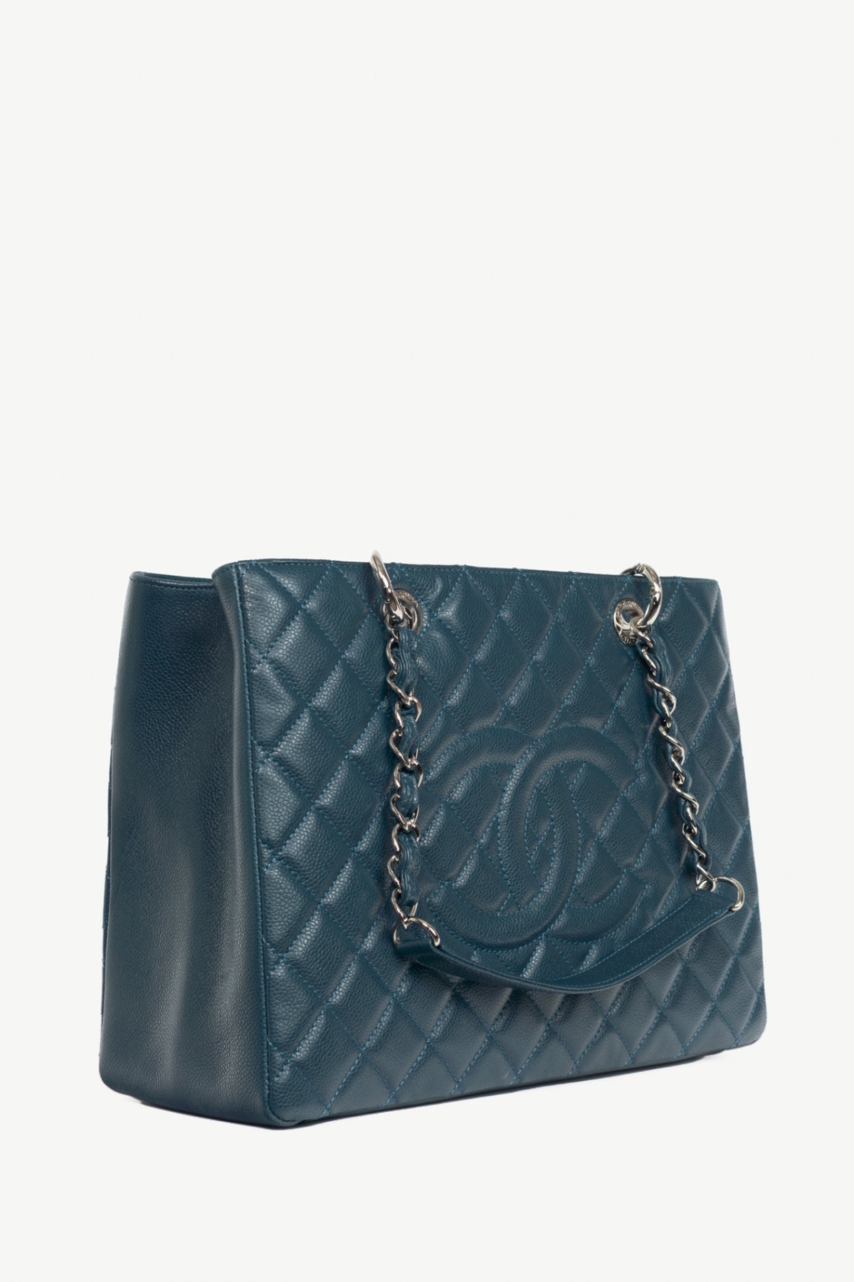 Chanel 11A Grand Shopping Bleu Fonce Caviar Quilted CC Tote