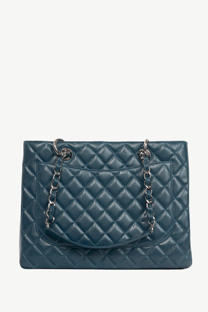Chanel 11A Grand Shopping Bleu Fonce Caviar Quilted CC Tote