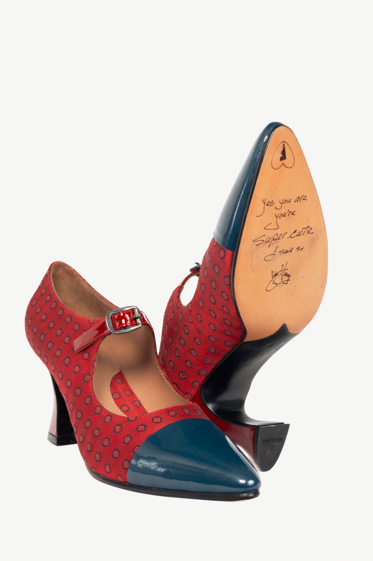 John Fluevog Poser Shiloh Red Dots Mary Jane Pumps