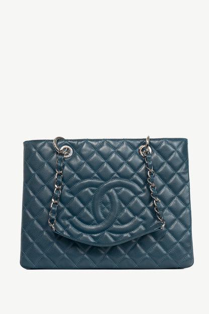 Chanel 11A Grand Shopping Bleu Fonce Caviar Quilted CC Tote