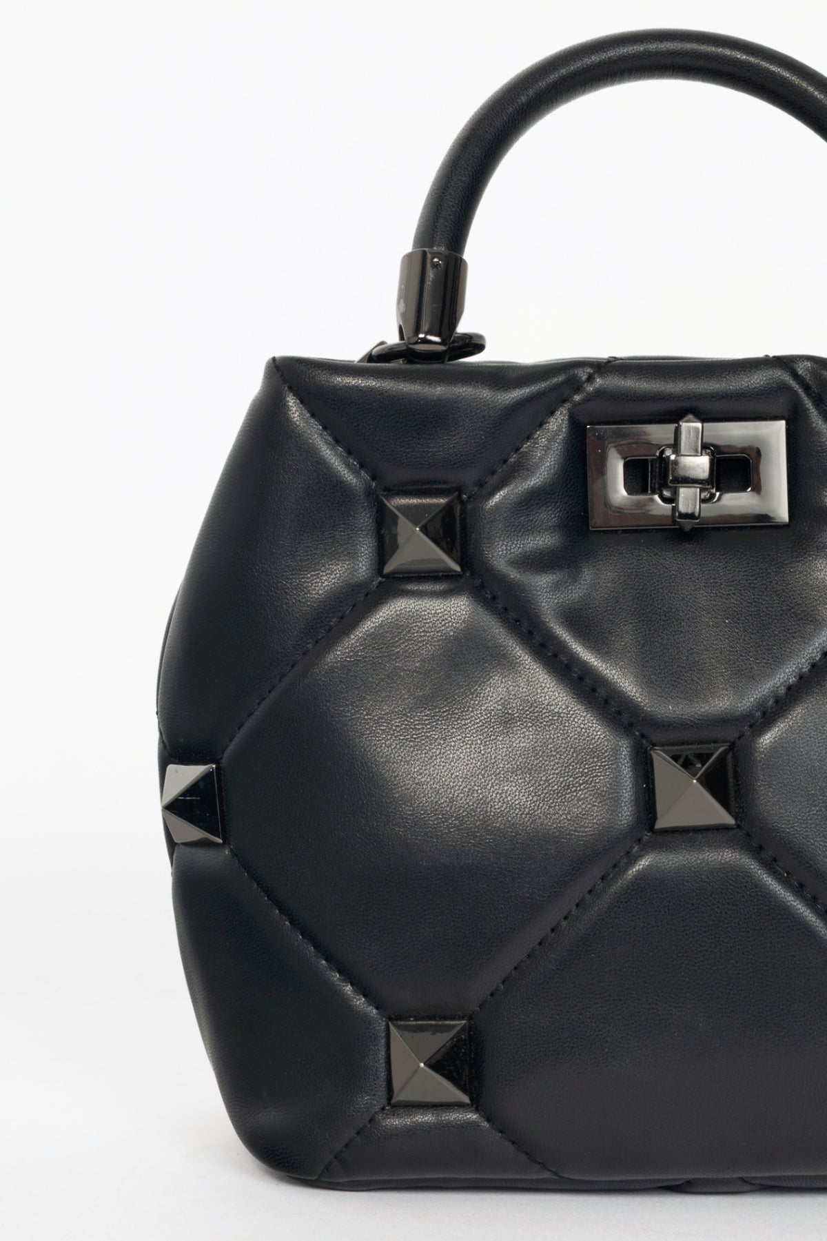Valentino Garavani Roman Stud Nero Quilted Top-Handle Mini Bag