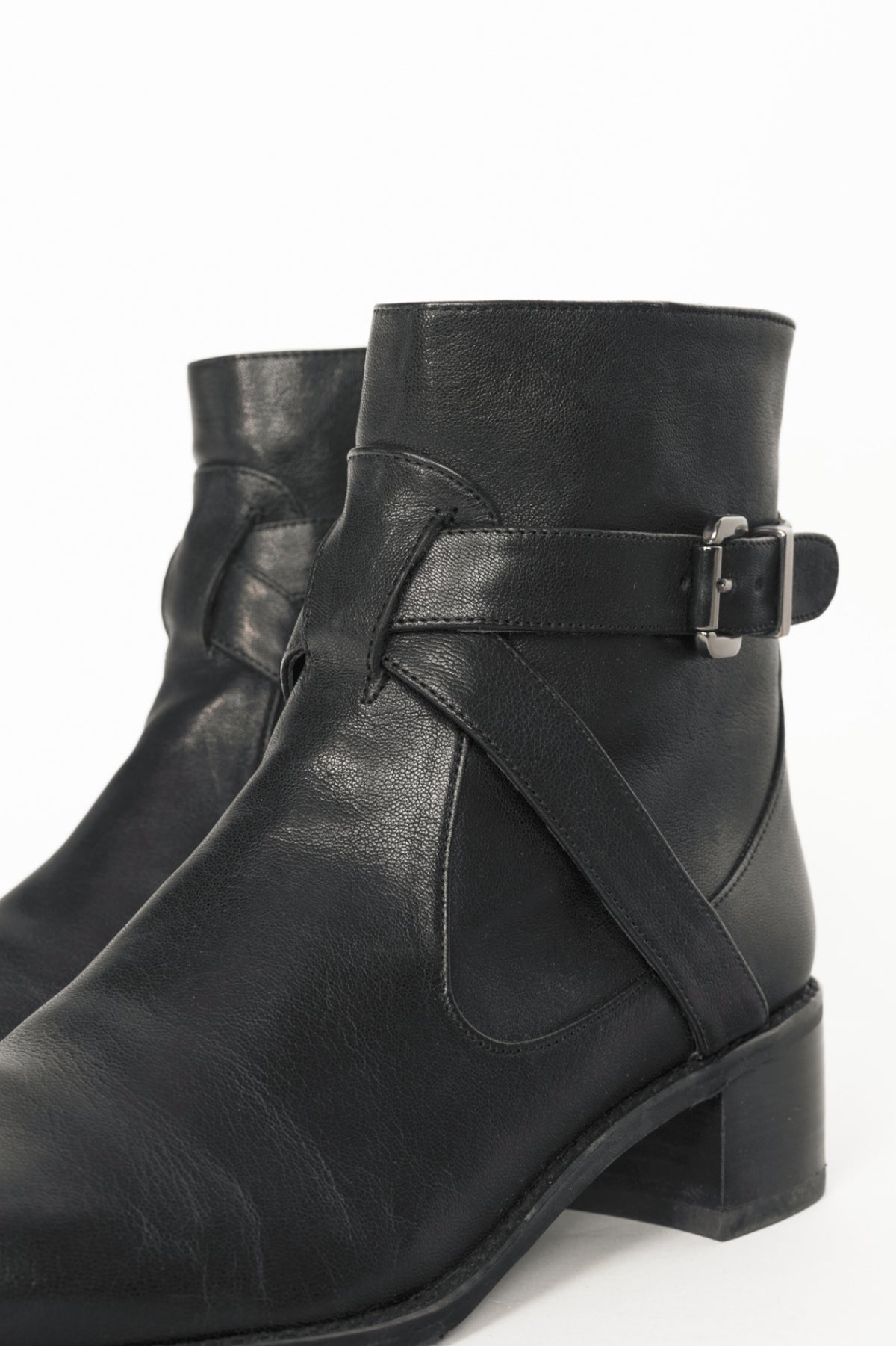 Stuart Weitzman Walkin Black Vecchio Nappa Buckled Ankle Boots