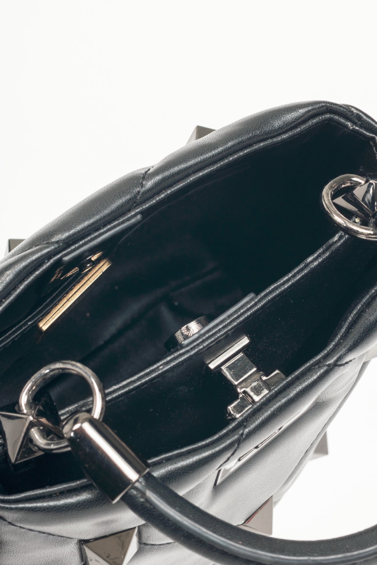 Valentino Garavani Roman Stud Nero Quilted Top-Handle Mini Bag