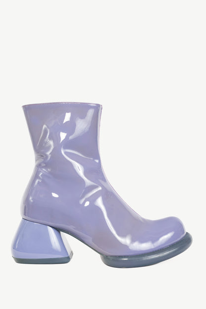 John Fluevog F-Trip Haring Purple Patent Leather Mid-Calf Boots