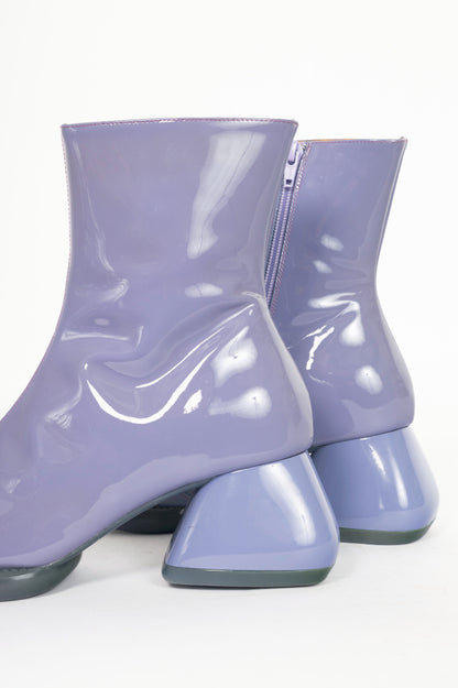 John Fluevog F-Trip Haring Purple Patent Leather Mid-Calf Boots