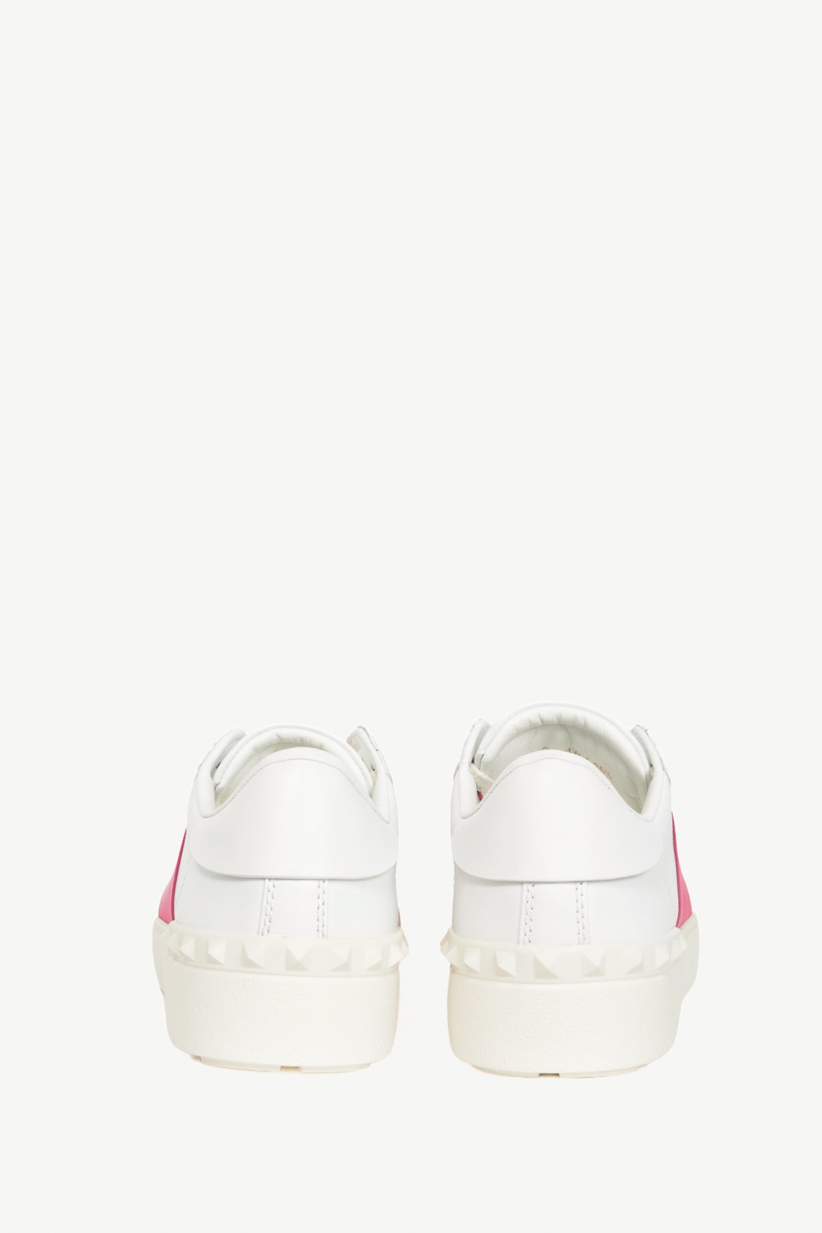 Valentino Garavani Open Bianco & Pink Stripe Low-Top Rockstud Sneakers
