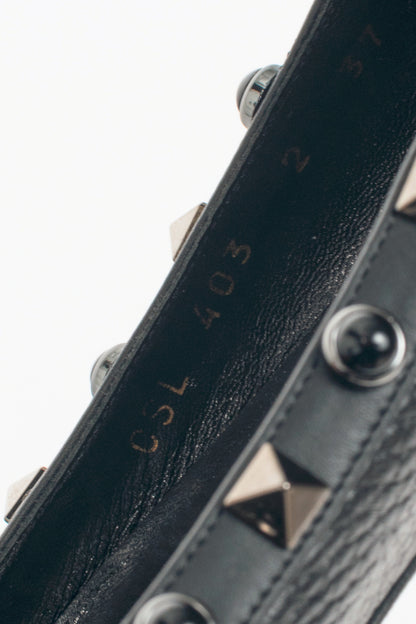 Valentino Garavani Noir Rockstud Rolling Pointed-Toe Flats
