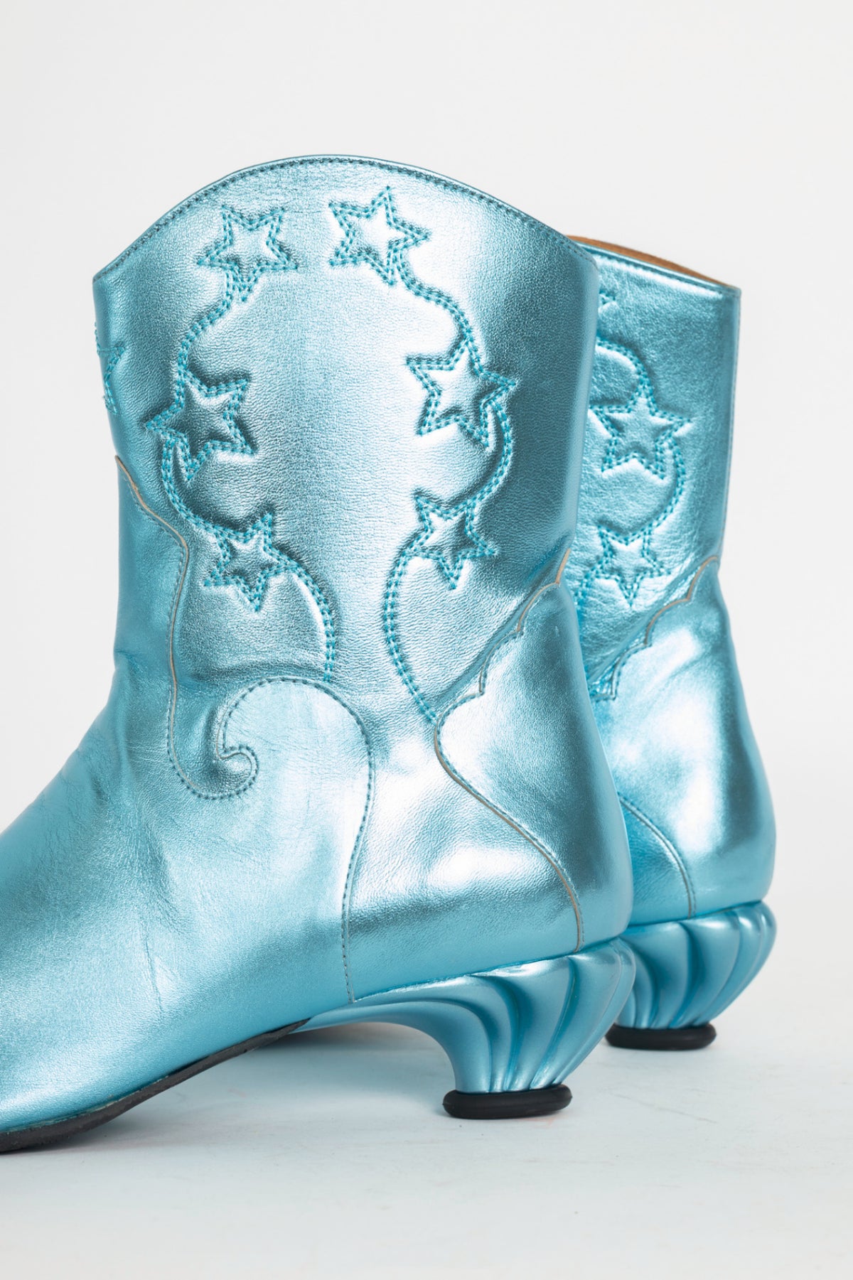 John Fluevog Firefly Noctiluca Metallic Blue Western Boots