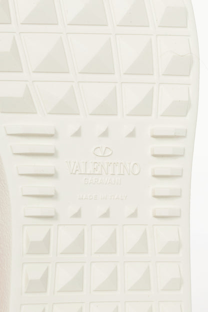 Valentino Garavani Open Bianco & Pink Stripe Low-Top Rockstud Sneakers