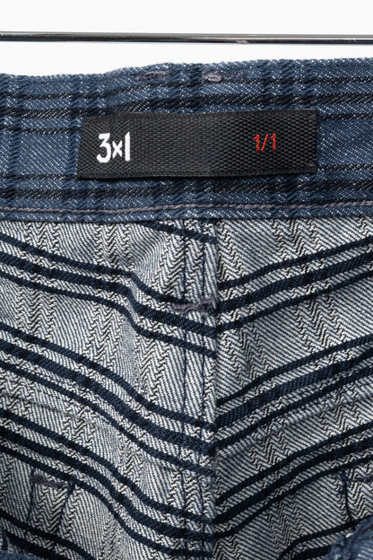 3x1 M4 Blue Plaid Slim 5-Pocket Jeans