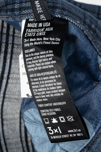 3x1 M4 Blue Plaid Slim 5-Pocket Jeans