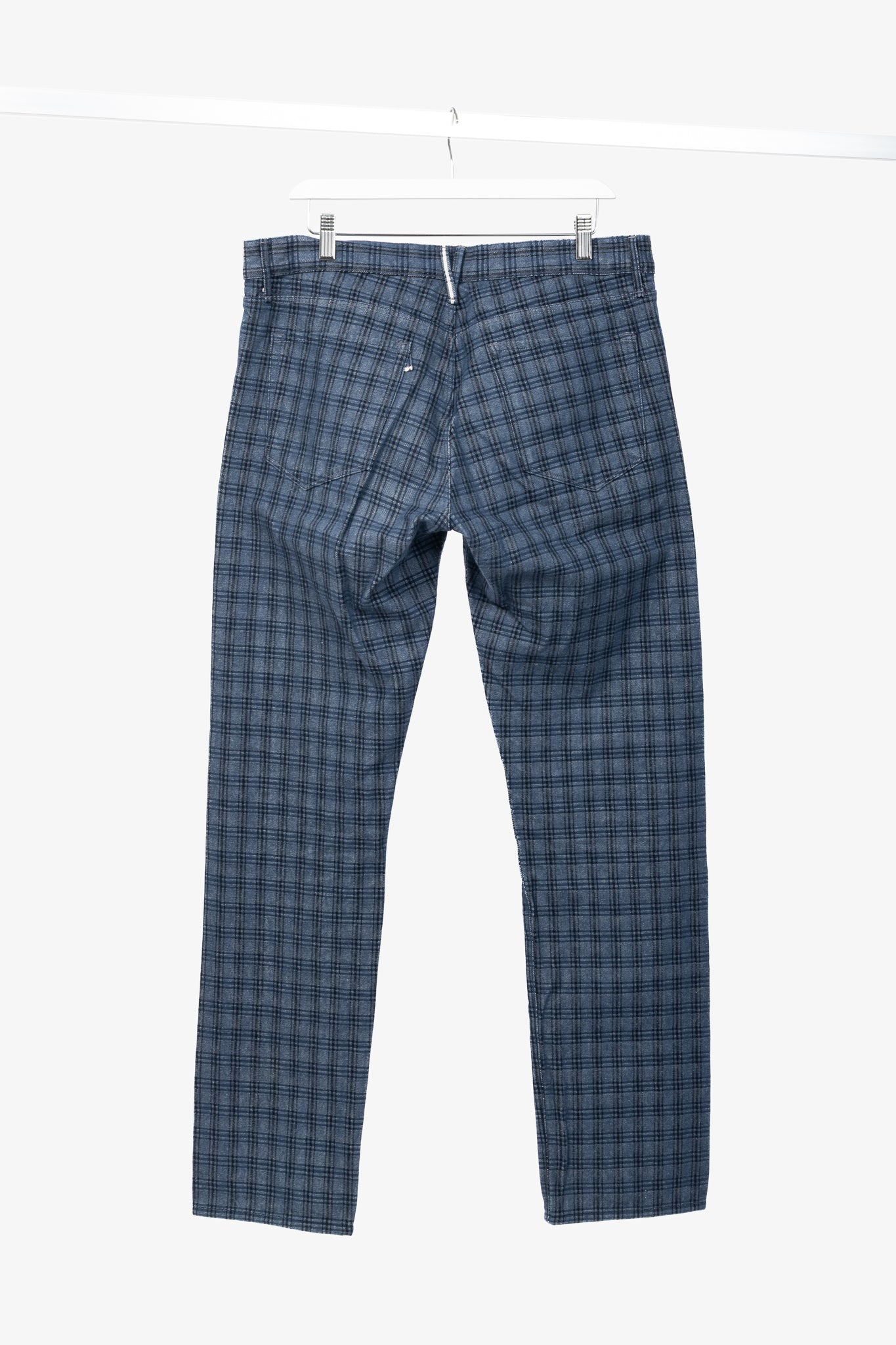 3x1 M4 Blue Plaid Slim 5-Pocket Jeans