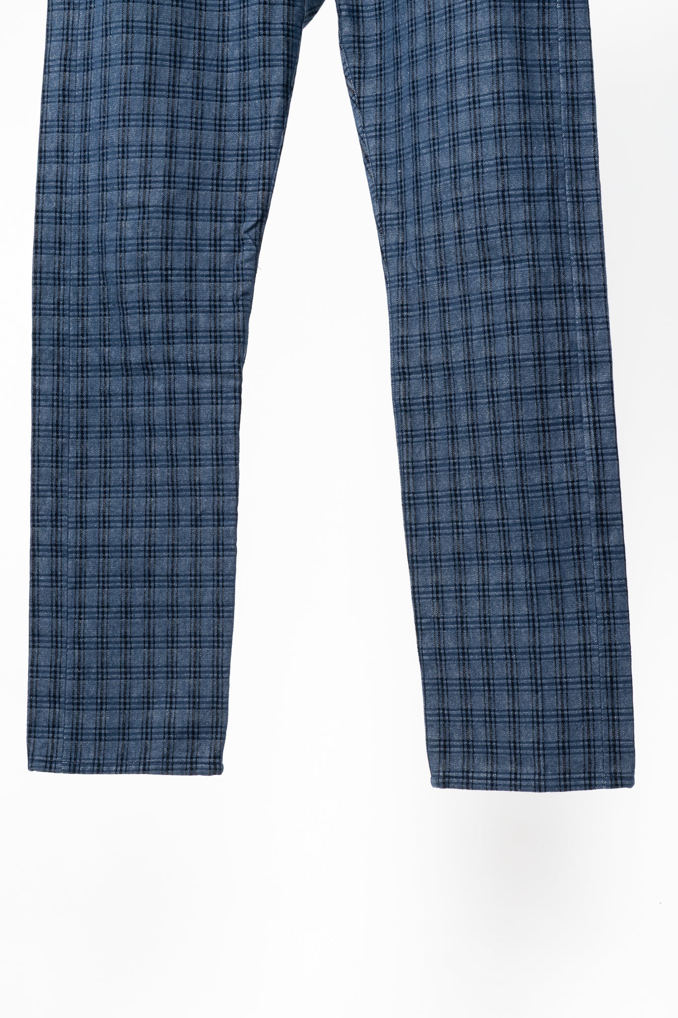 3x1 M4 Blue Plaid Slim 5-Pocket Jeans