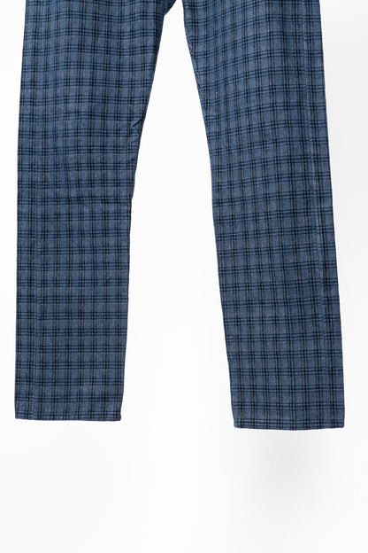 3x1 M4 Blue Plaid Slim 5-Pocket Jeans