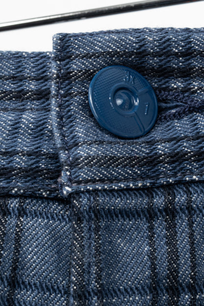 3x1 M4 Blue Plaid Slim 5-Pocket Jeans