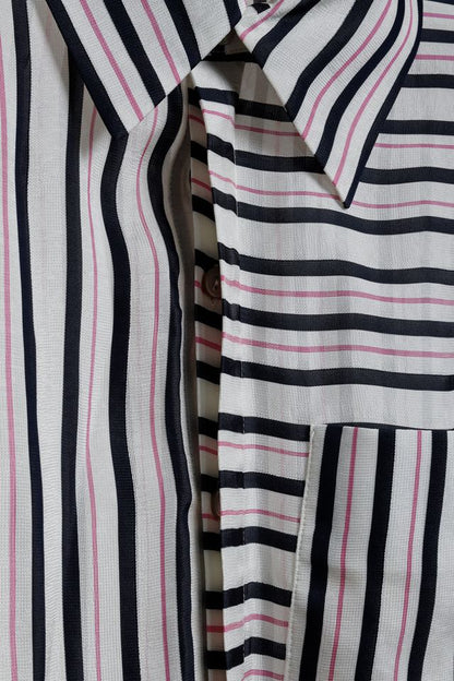 Roland Mouret Blue Pink Striped Blouse