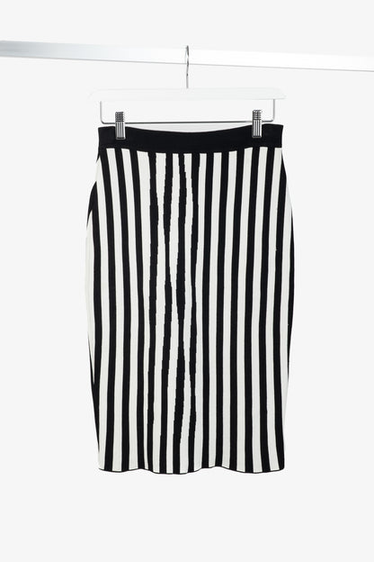 A.L.C. Jake White & Black Striped Knit Pencil Skirt