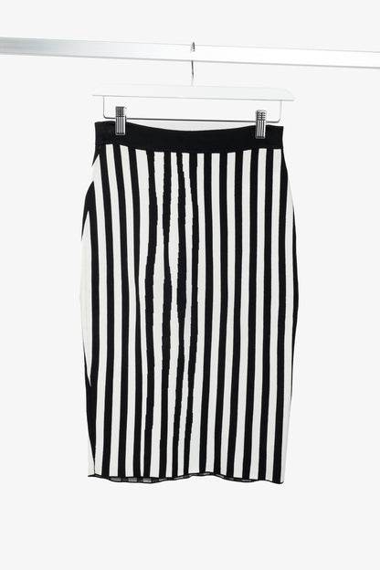 A.L.C. Jake White & Black Striped Knit Pencil Skirt