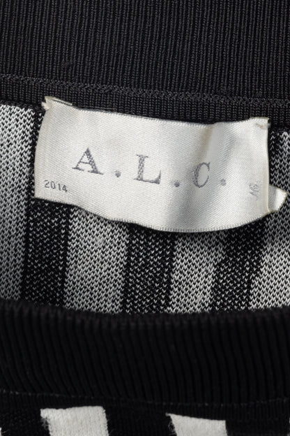 A.L.C. Jake White & Black Striped Knit Pencil Skirt