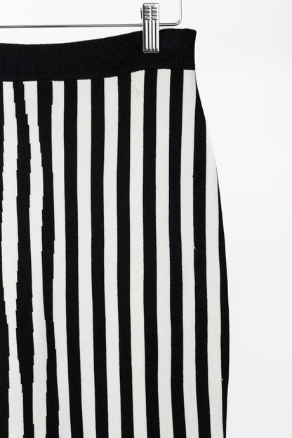 A.L.C. Jake White & Black Striped Knit Pencil Skirt