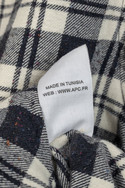 A.P.C. Navy & White Plaid-Flannel Buttoned Shirt