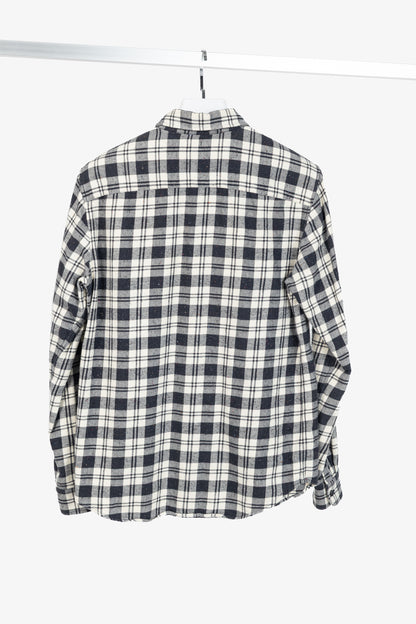 A.P.C. Navy & White Plaid-Flannel Buttoned Shirt