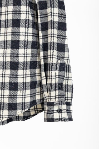 A.P.C. Navy & White Plaid-Flannel Buttoned Shirt