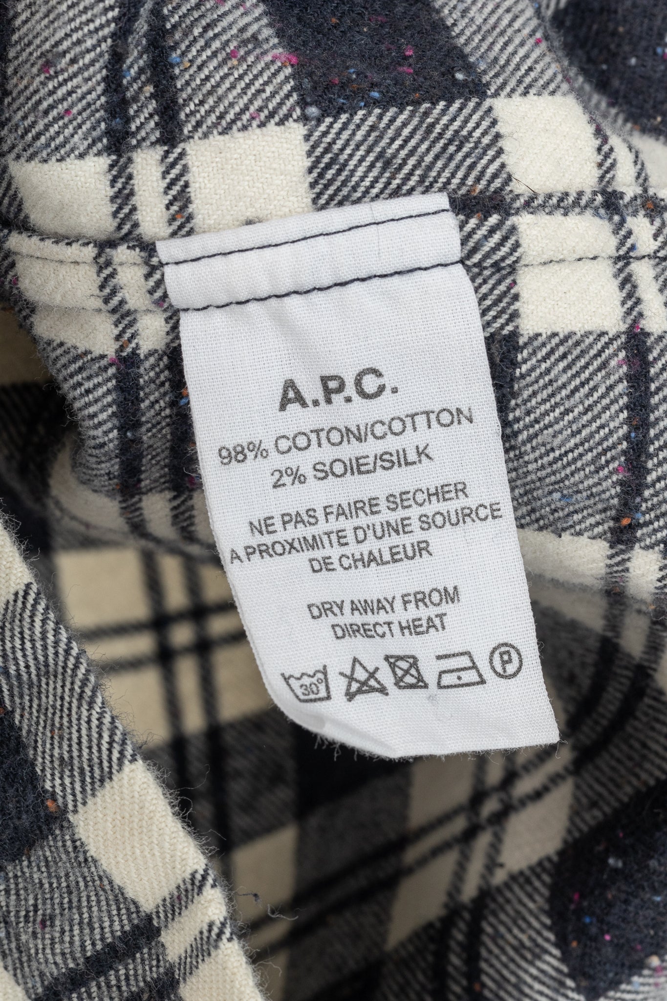 A.P.C. Navy & White Plaid-Flannel Buttoned Shirt