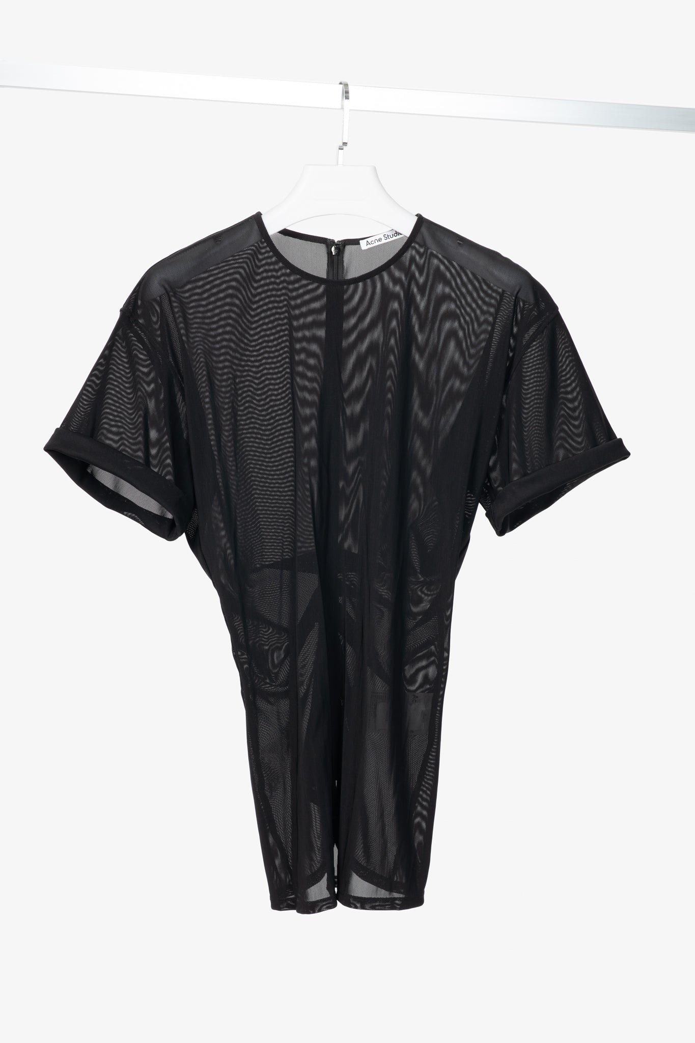 Acne Studios AW24 Black Ruched Mesh T-Shirt