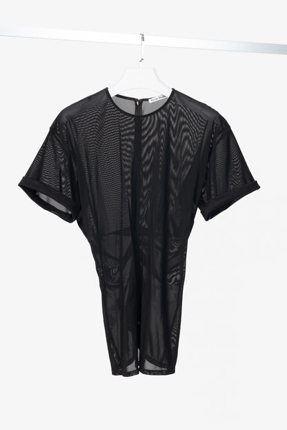 Acne Studios AW24 Black Ruched Mesh T-Shirt