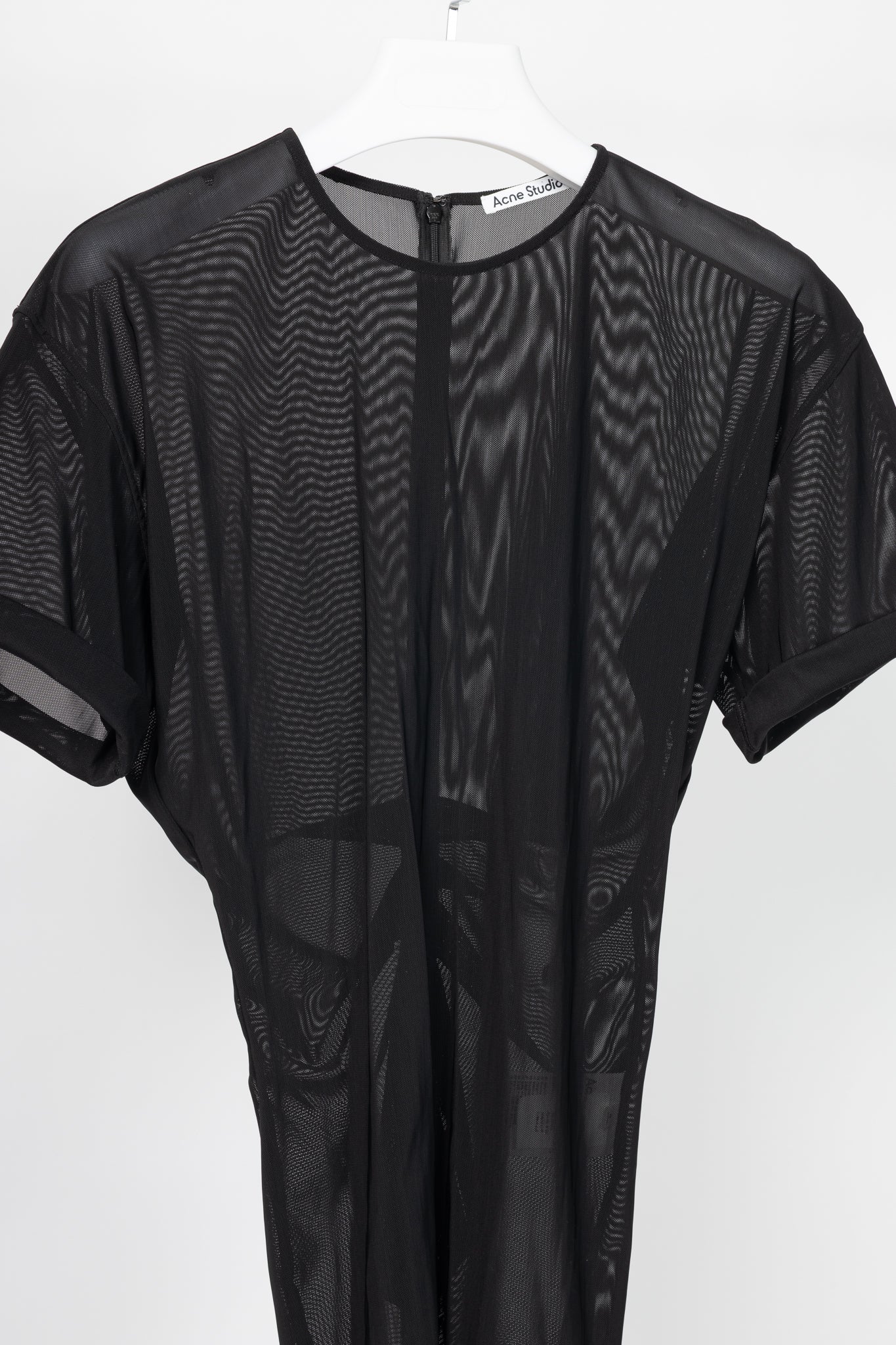 Acne Studios AW24 Black Ruched Mesh T-Shirt