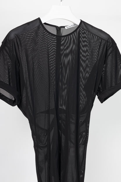 Acne Studios AW24 Black Ruched Mesh T-Shirt