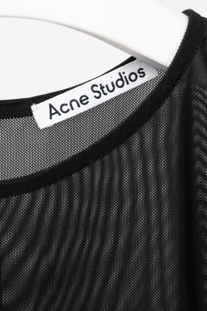 Acne Studios AW24 Black Ruched Mesh T-Shirt