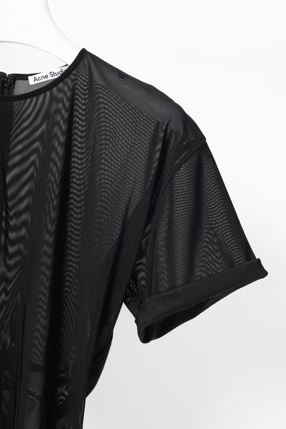 Acne Studios AW24 Black Ruched Mesh T-Shirt
