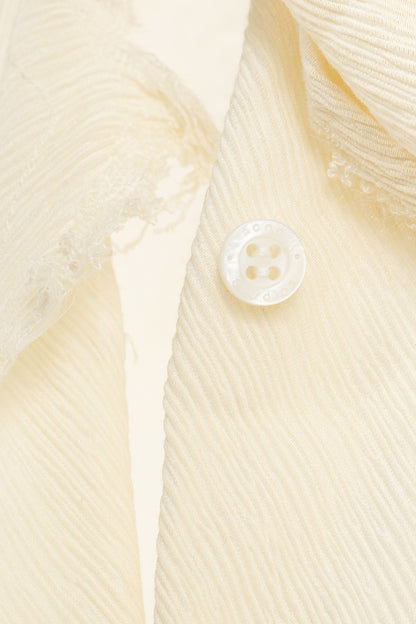 Acne Studios Warm White Crepe Frayed-Edge Pussy-Bow Blouse