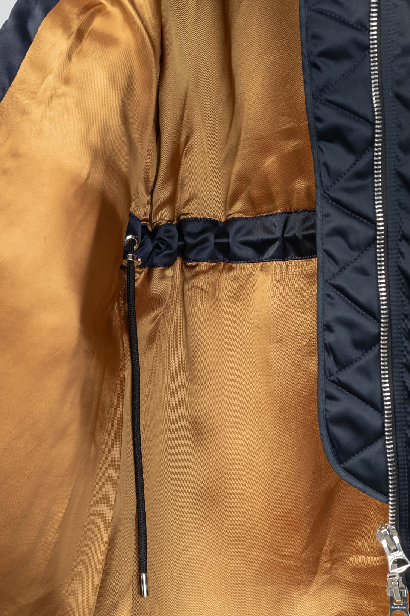 Acne Studios Aude Navy Nylon Long Bomber Jacket