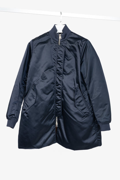 Acne Studios Aude Navy Nylon Long Bomber Jacket