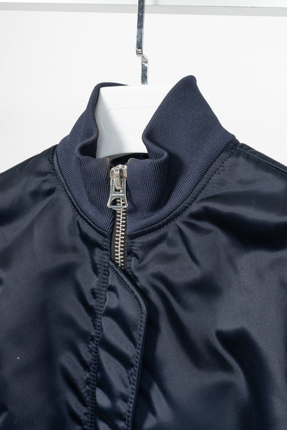 Acne Studios Aude Navy Nylon Long Bomber Jacket